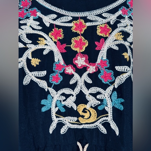 Black embroidered maxi dress, Medium, lightweight soft Flowy Boho Festival - Picture 3 of 12